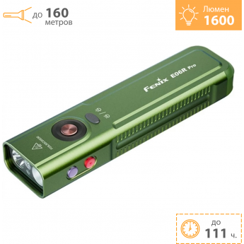 Фонарь FENIX E06R Pro зеленый 1600 люмен + Подарок